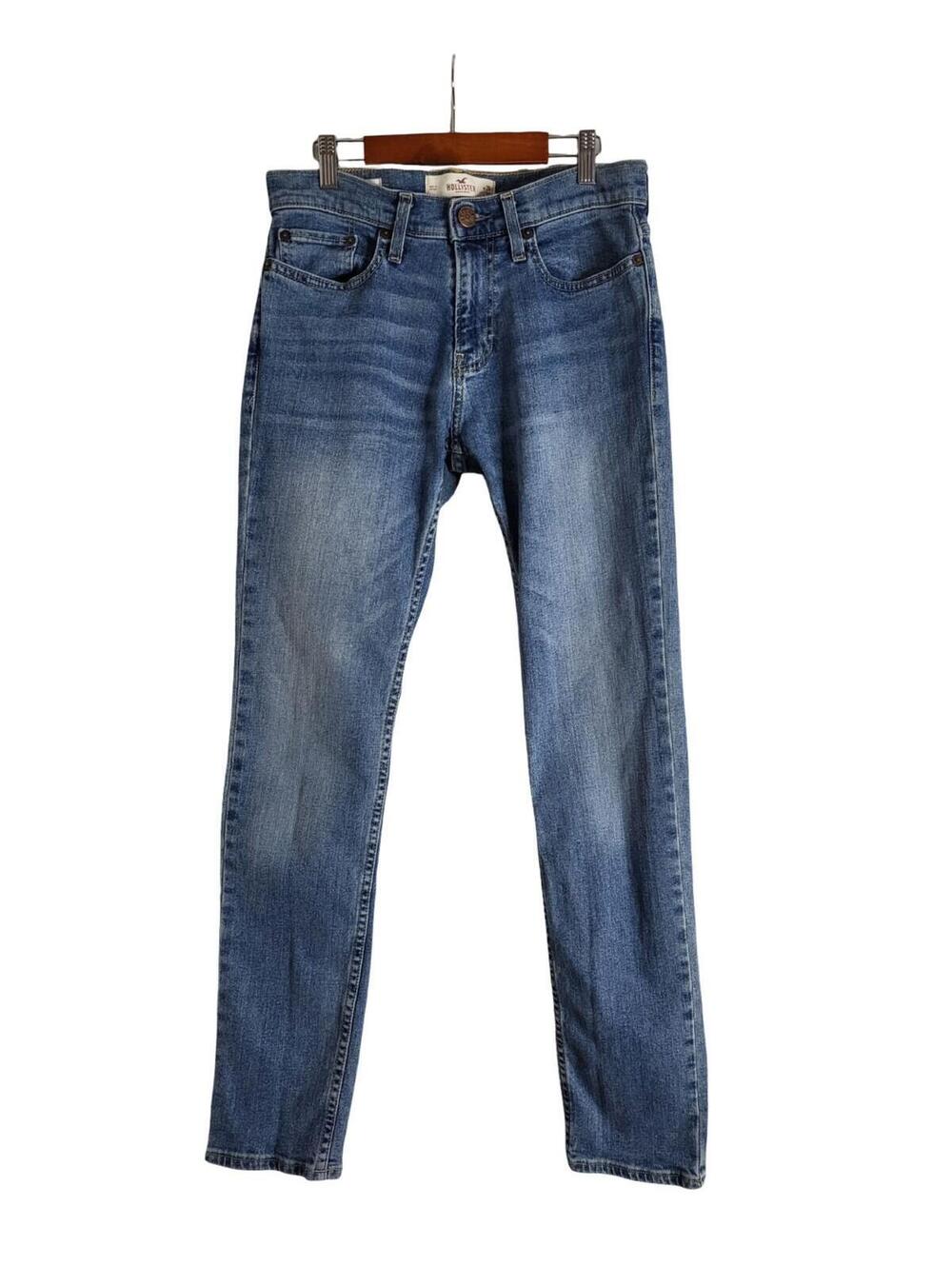 Hollister Medium Blue Wash Straight Leg Fit Jeans Tapered Silhouette Size 29